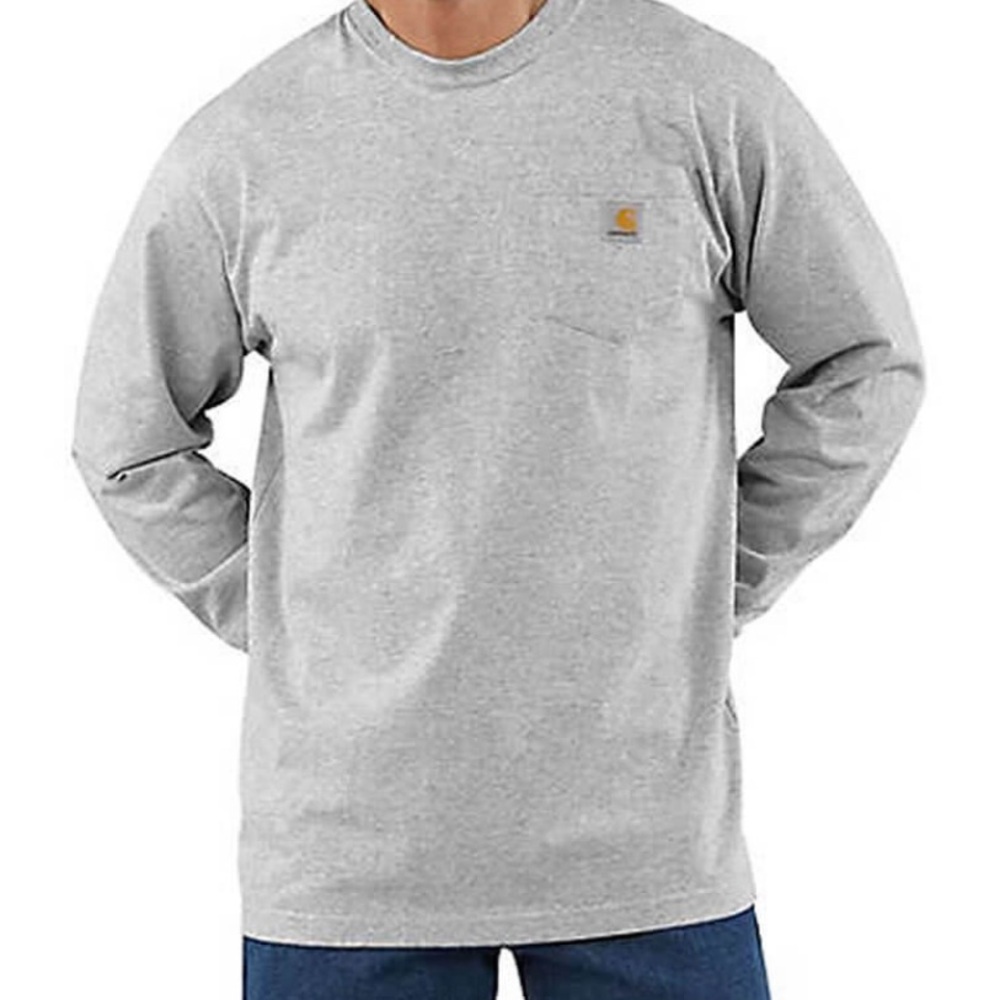 🆕Carhartt Loose Fit Heavy Weight Long Sleeve Pocket T-Shirt Size Small Gray